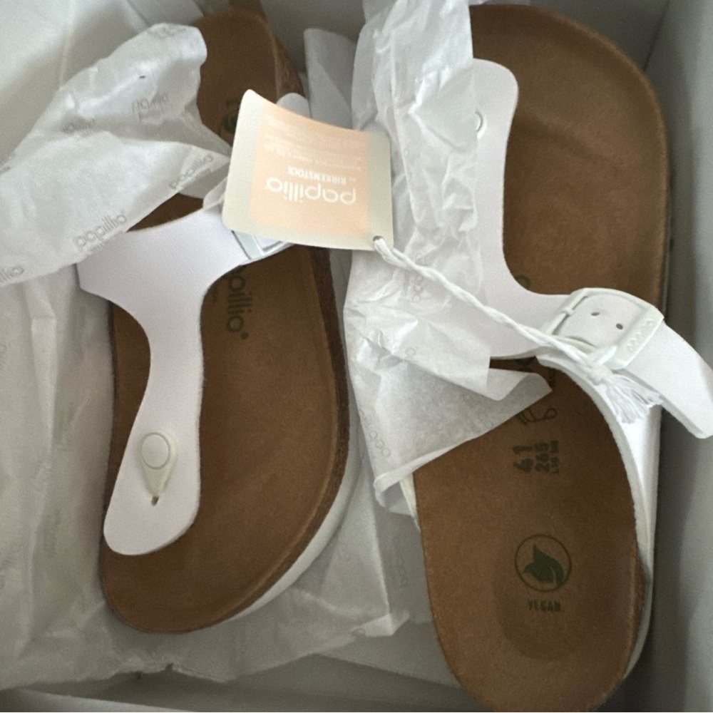 Papillio White and Brown Sandals Birkenstock vegan 41